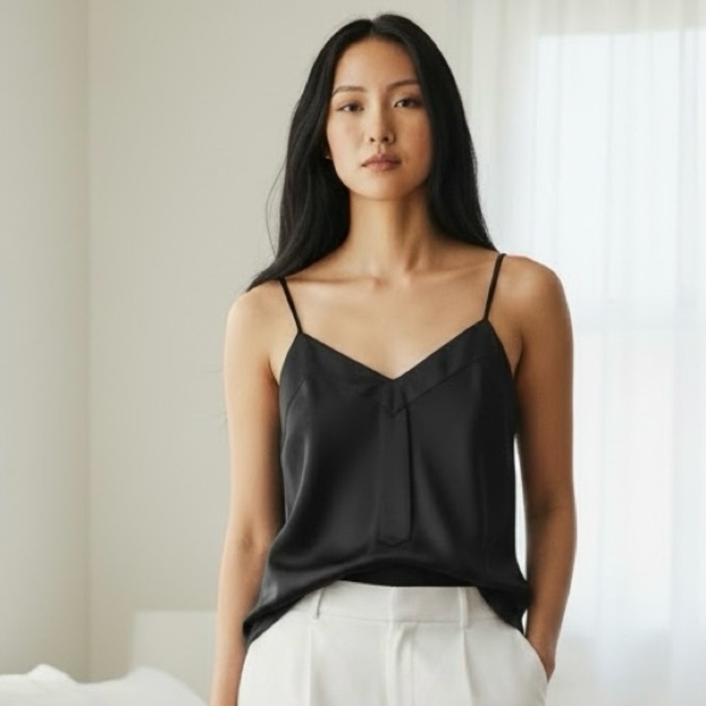 🖤ATM Anthony Thomas Melillo Black Satin V-Neck Camisole🖤